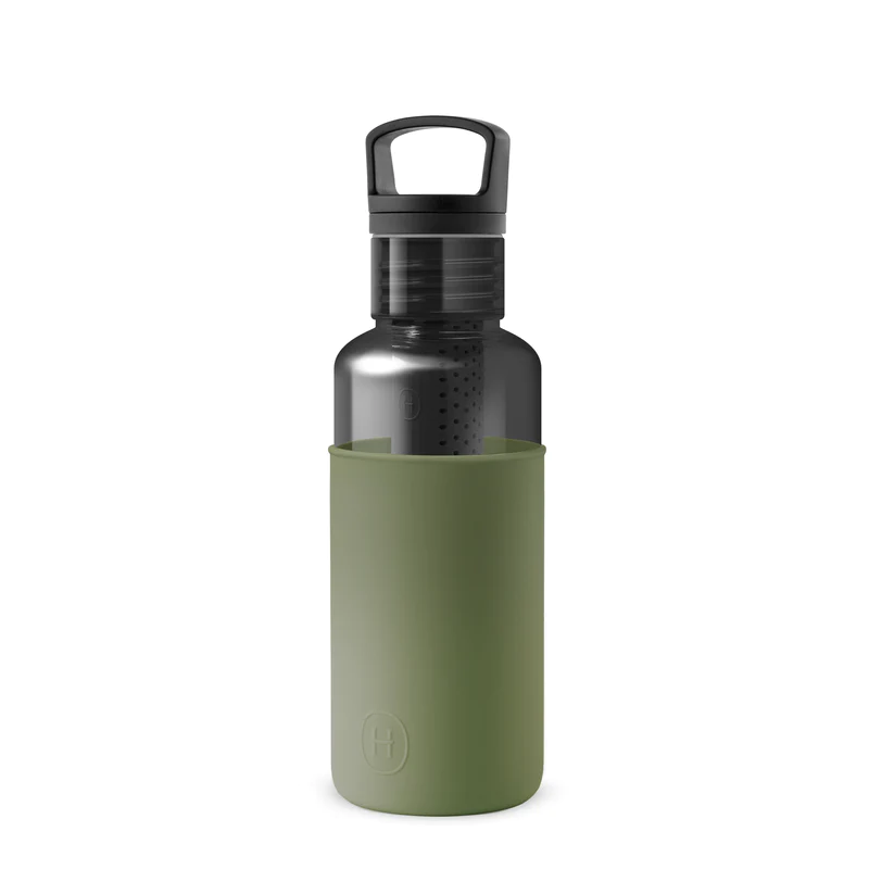 Clear Reusable Water Bottles with Infuser - Charcoal 20 oz Seaweed Green
