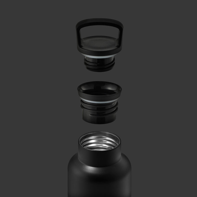 Black-Ink Black 16 Oz, HYDY - Water bottles, 18/8 (304) Stainless Steel, BPA Free, Reusable
