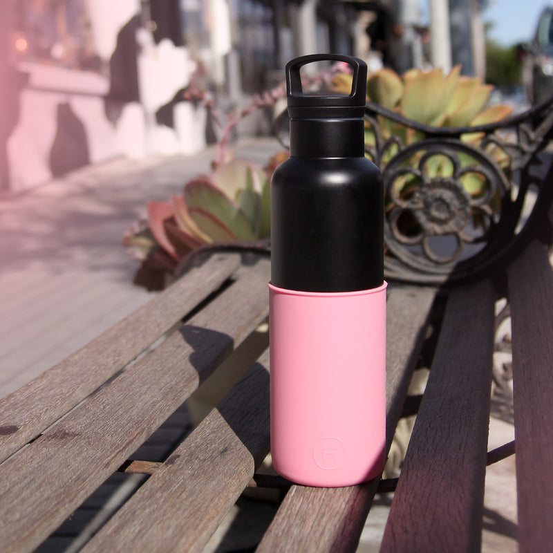 Black-Rose Pink 20 Oz, HYDY - Water bottles, 18/8 (304) Stainless Steel, BPA Free, Reusable