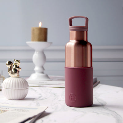 Pink Gold-Wine Red 16 Oz, HYDY - Water bottles, 18/8 (304) Stainless Steel, BPA Free, Reusable
