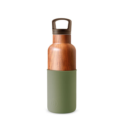 Wood Grain-Army Green 16 Oz, HYDY - Water bottles, 18/8 (304) Stainless Steel, BPA Free, Reusable