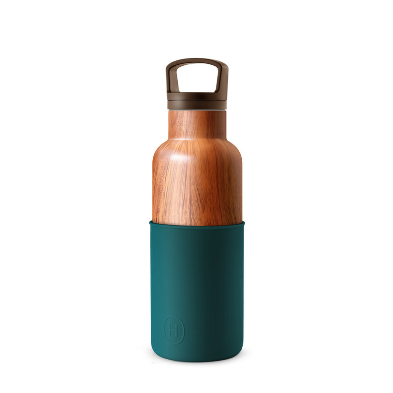 Wood Grain-Peacock Green 16 Oz, HYDY - Water bottles, 18/8 (304) Stainless Steel, BPA Free, Reusable