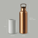 Bronze Gold-Cloudy Grey 20 Oz, HYDY - Water bottles, 18/8 (304) Stainless Steel, BPA Free, Reusable