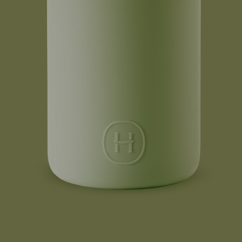 White-Seaweed Green 20 Oz, HYDY - Water bottles, 18/8 (304) Stainless Steel, BPA Free, Reusable